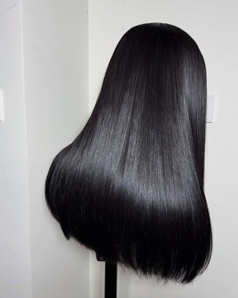 Vietnamese bone straight glueless human hair wig in natural black
