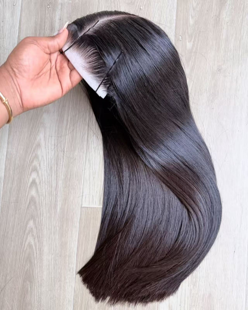 Vietnamese bone straight glueless human hair wig in natural black