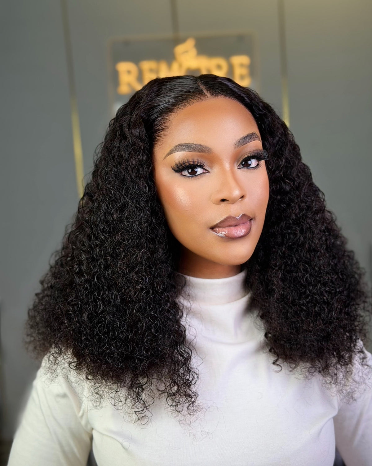 20 Inch HD Curly Frontal Wig Front View