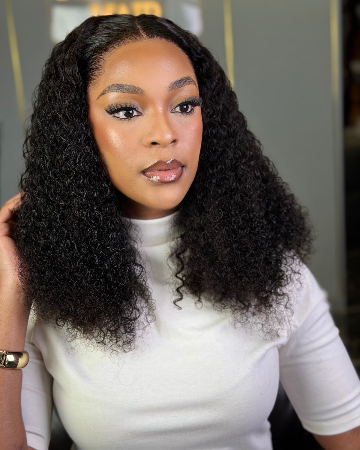 20 Inch HD Curly Frontal Wig Front View 