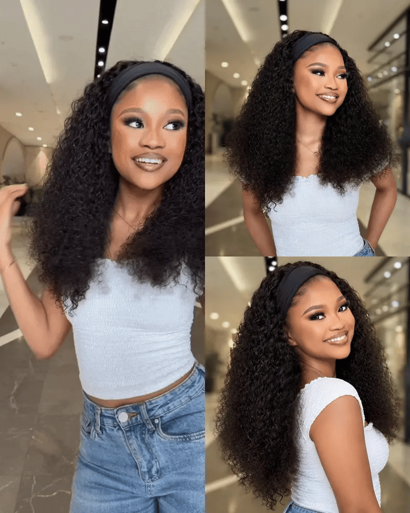 22 Inch Water Curly Headband Wig Motion View