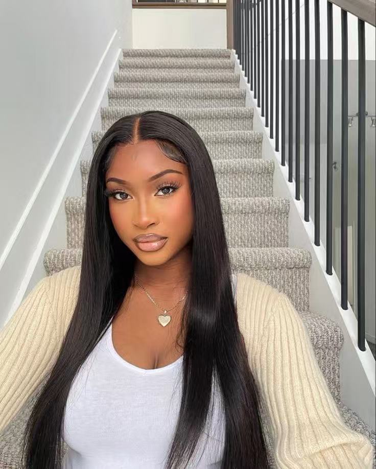 13x6 Pre-Bleached Straight Human Hair Lace Frontal Wig