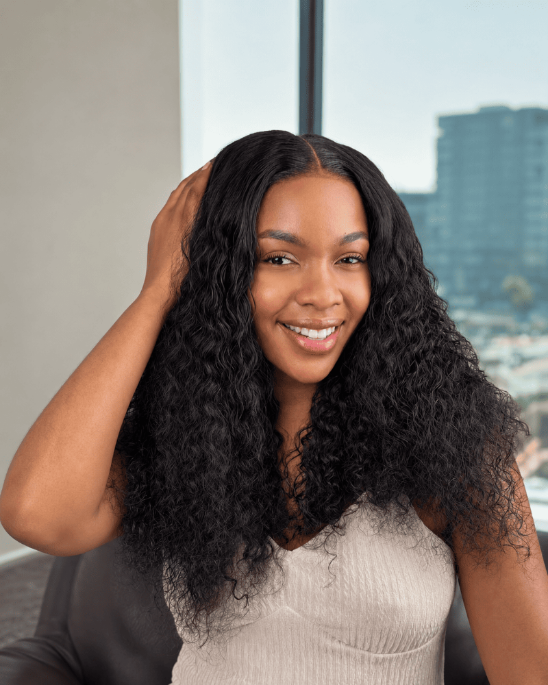 20 Inch Curly 5x5 Glueless Human Hair Wig Front View