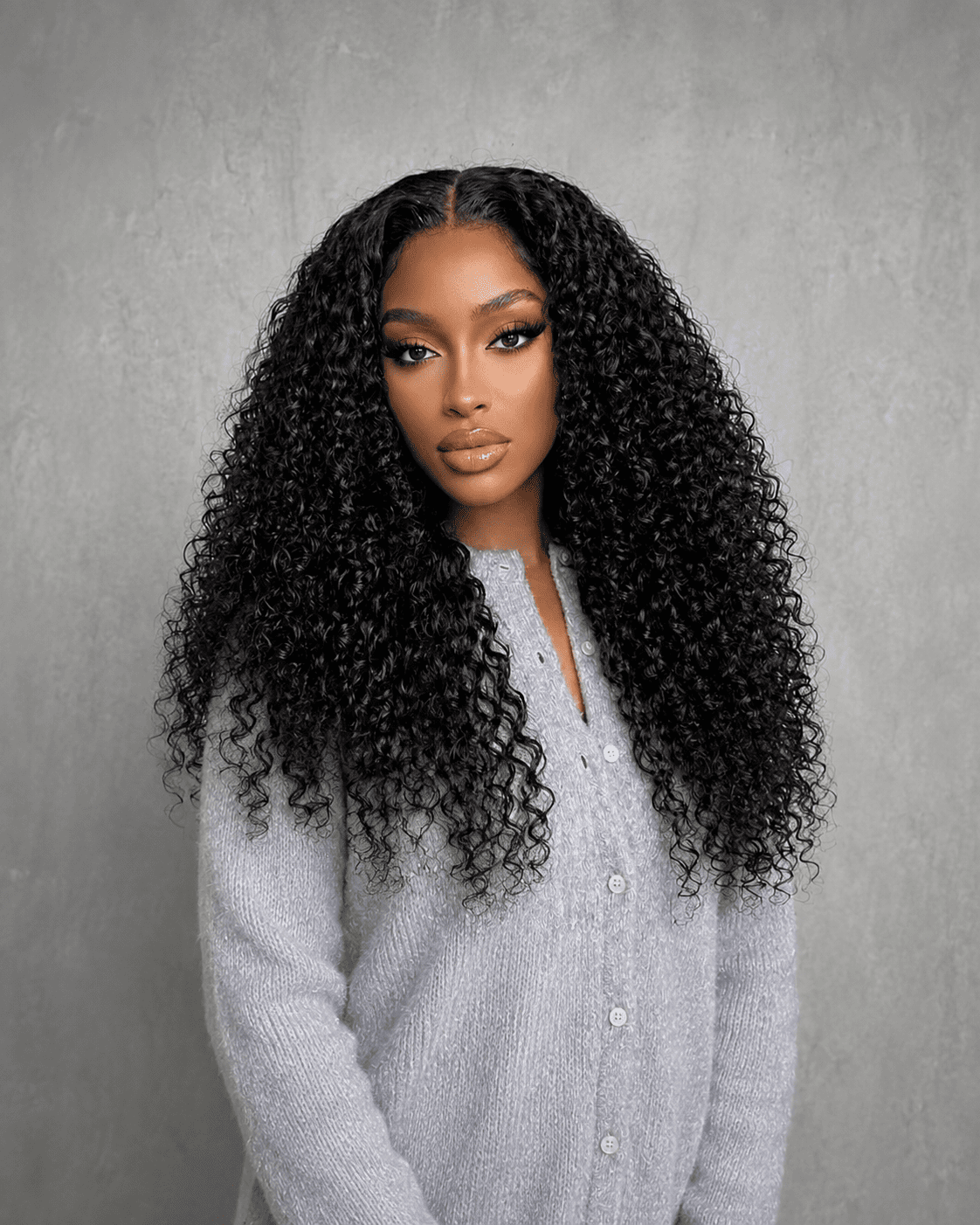 26 Inch Curly 5x5 Glueless Human Hair Wig Front View 