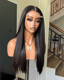 Bone Straight 5x5 Glueless Wig Front View 