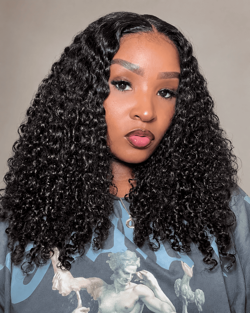 16 Inch Curly 5x5 Glueless Human Hair Wig Front View 