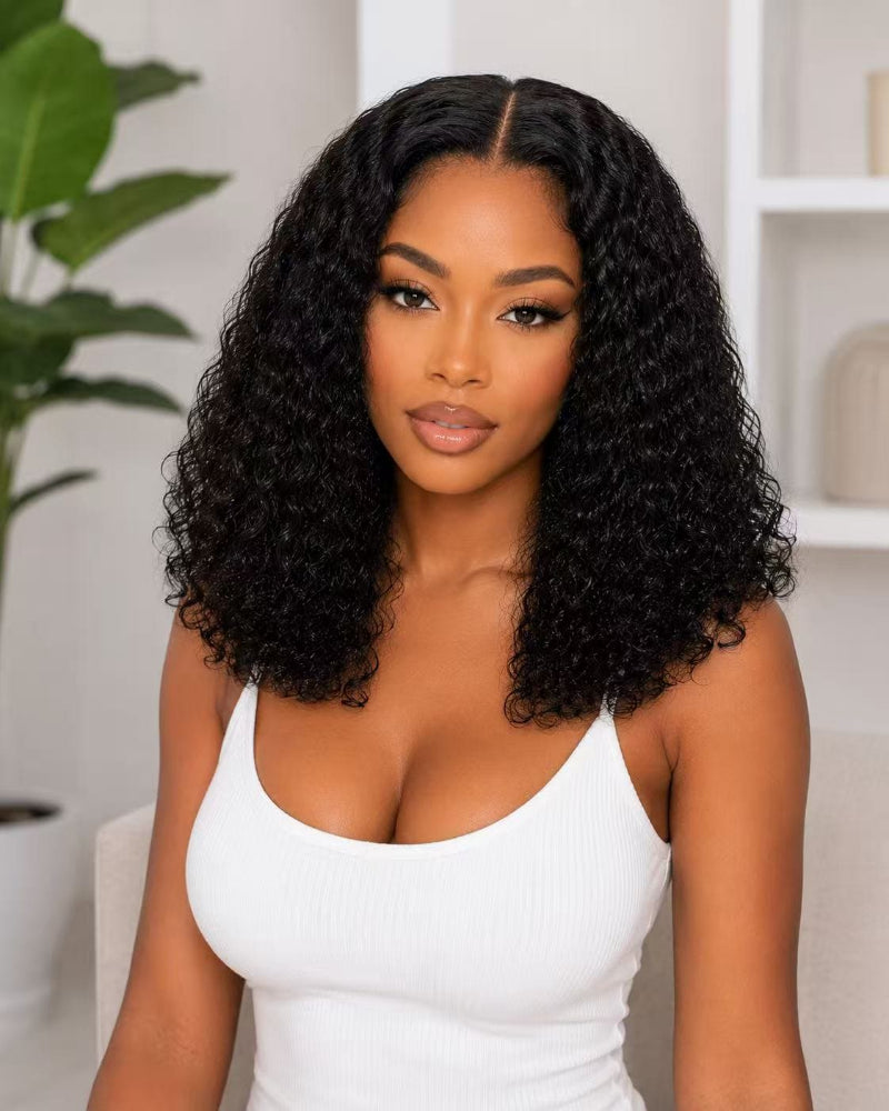 18 Inch Curly 5x5 Glueless Human Hair Wig Front View 
