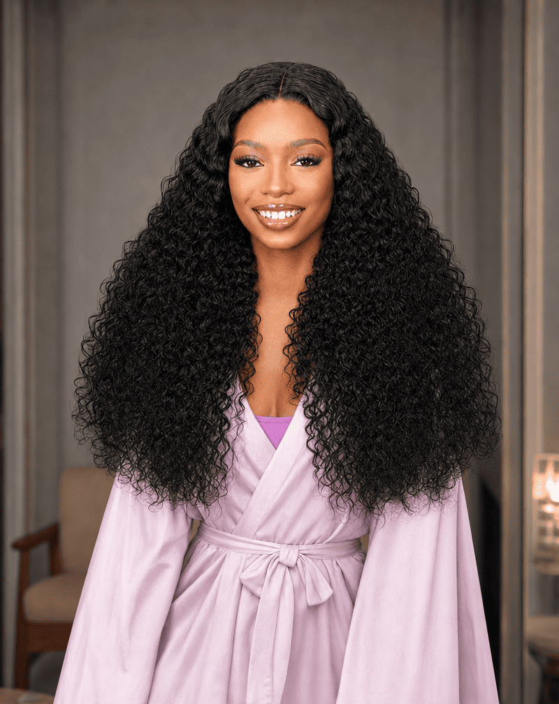 28 Inch Curly 5x5 Glueless Human Hair Wig Front View 