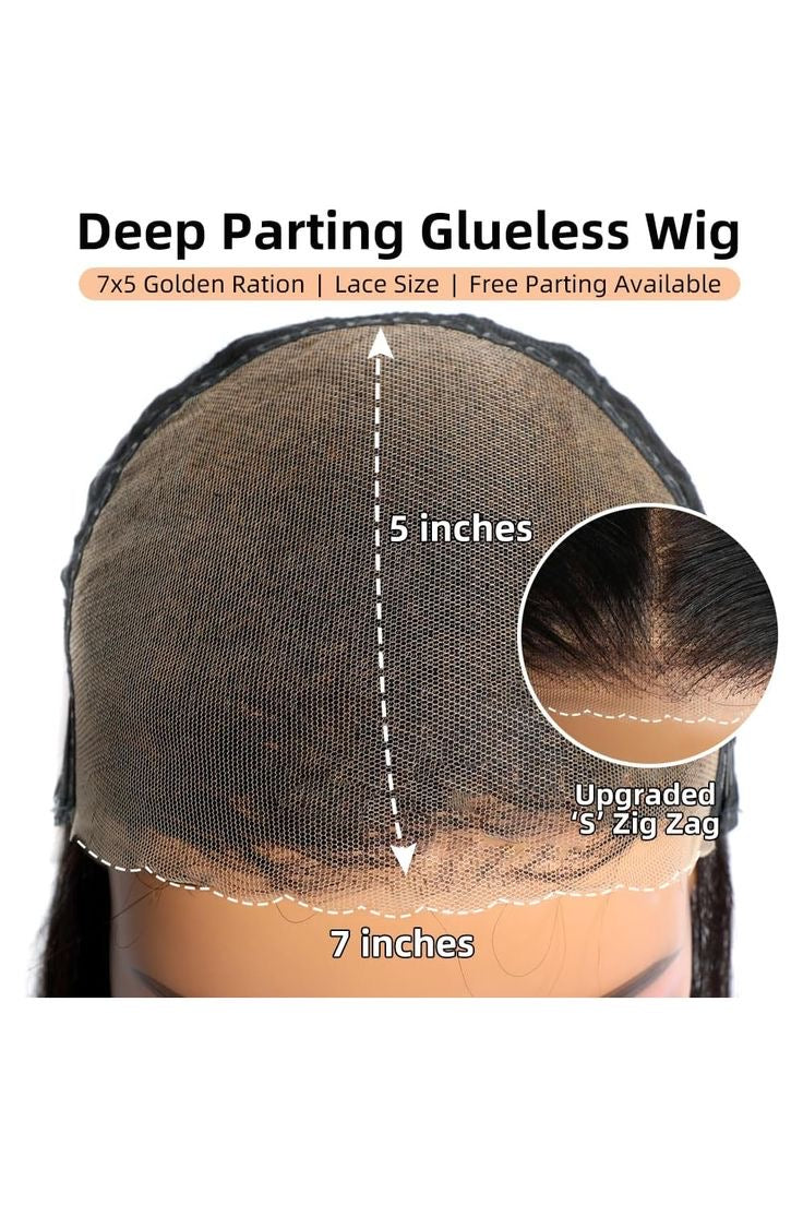 HD 7x5 Lace Pre-Bleached Straight Human Hair Wig 26 Inch