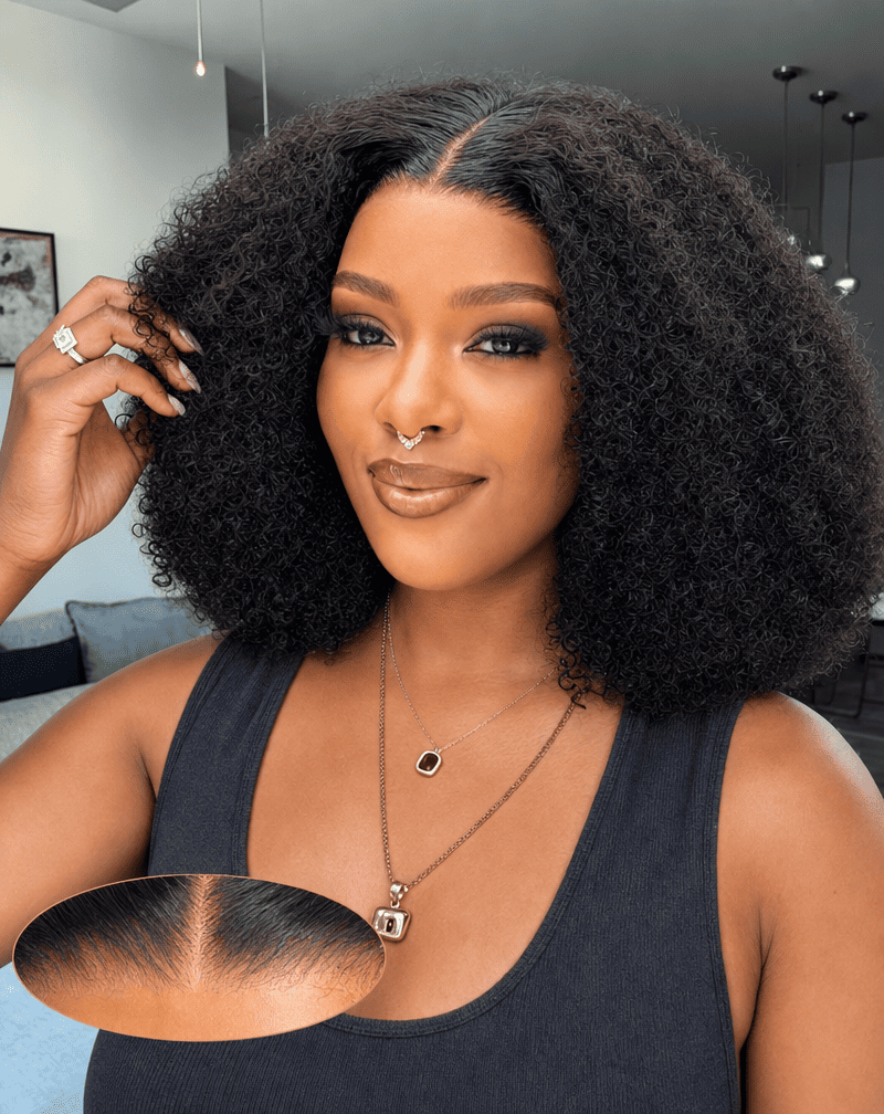 14 Inch Afro Kinky Curly Human Hair Wig Detail View 