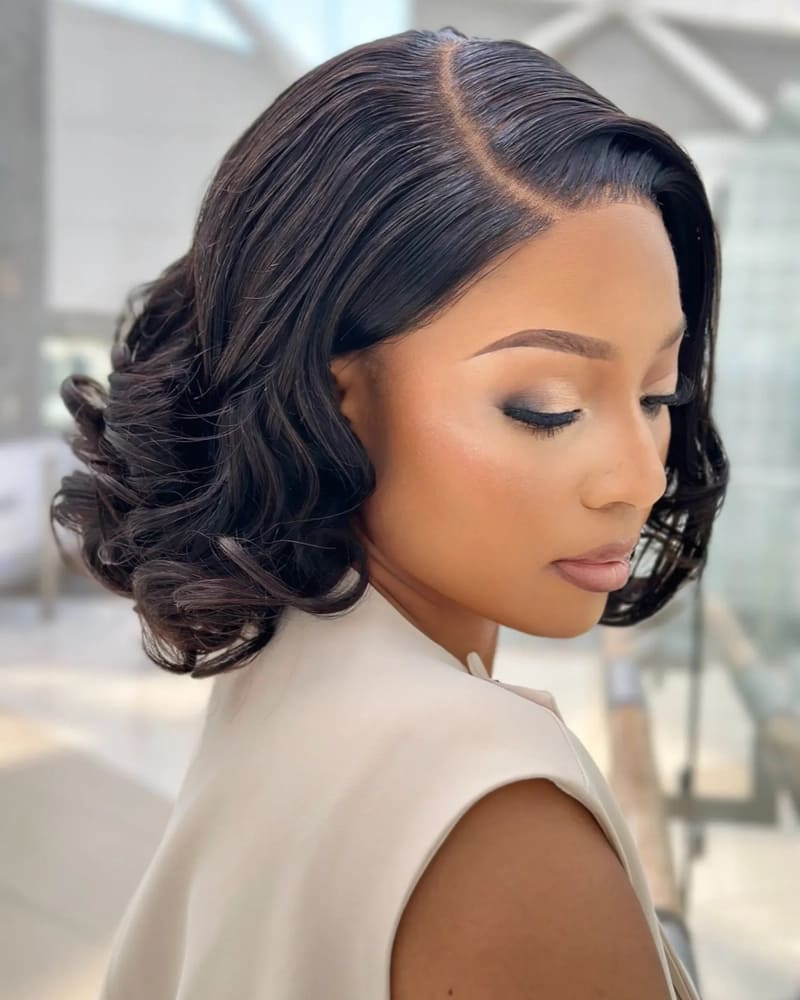 12 Inch Bouncy Curly Glueless Human Hair Wig Reight View 