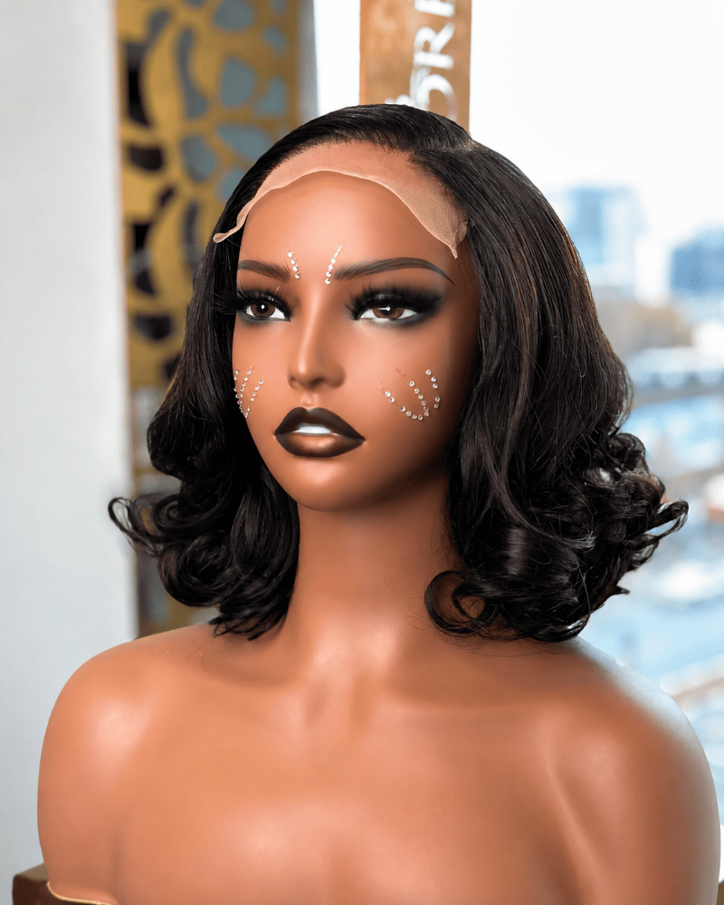 12 Inch Bouncy Curly Glueless Human Hair Wig Front View 