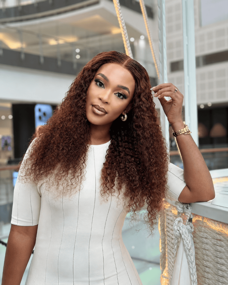 24 Inch Brown Water Curly Glueless Human Hair Wig Front View 