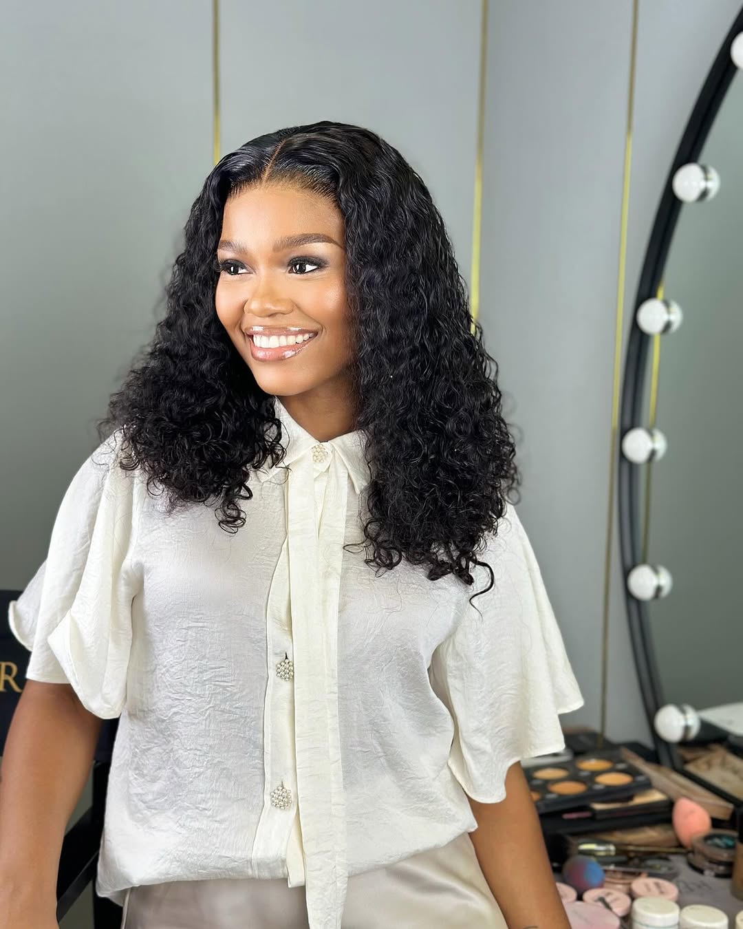 18 Inch Burmese Curly Lace Front Human Hair Wig Front View 