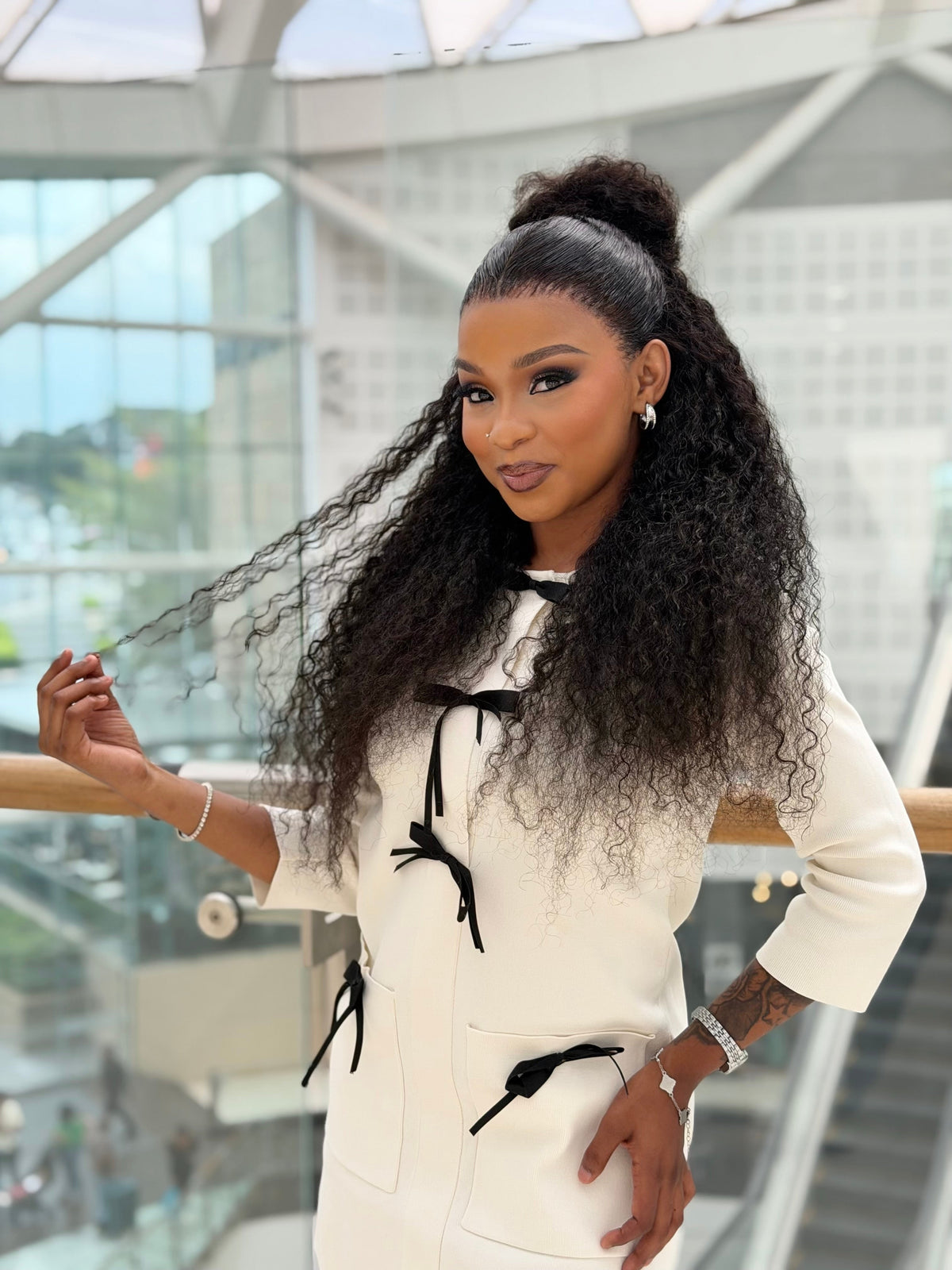 26 Inch Burmese Curly Frontal Human Hair Wig Side View 