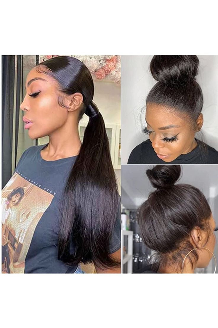 HD 360 Lace Glueless Straight Human Hair Wig Side View 