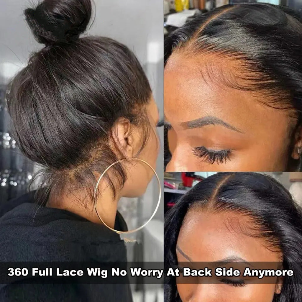 HD 360 Lace Glueless Straight Human Hair Wig Detail view