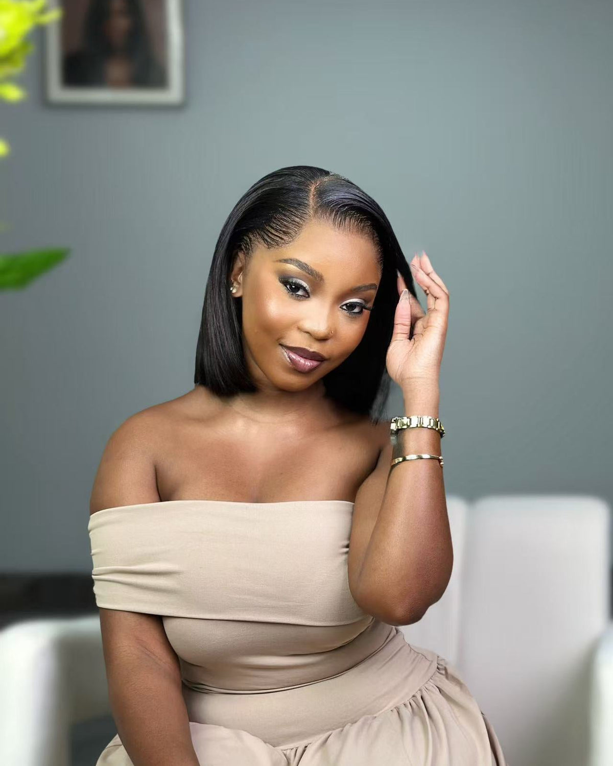 HD Lagos Hairline Lace Frontal Bob Wig Side View