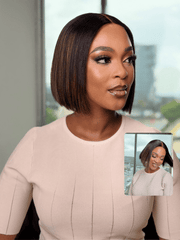 8 Inch Highlight Blunt Cut Glueless Bob Wig Motion View