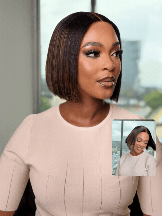 8 Inch Highlight Blunt Cut Glueless Bob Wig Motion View
