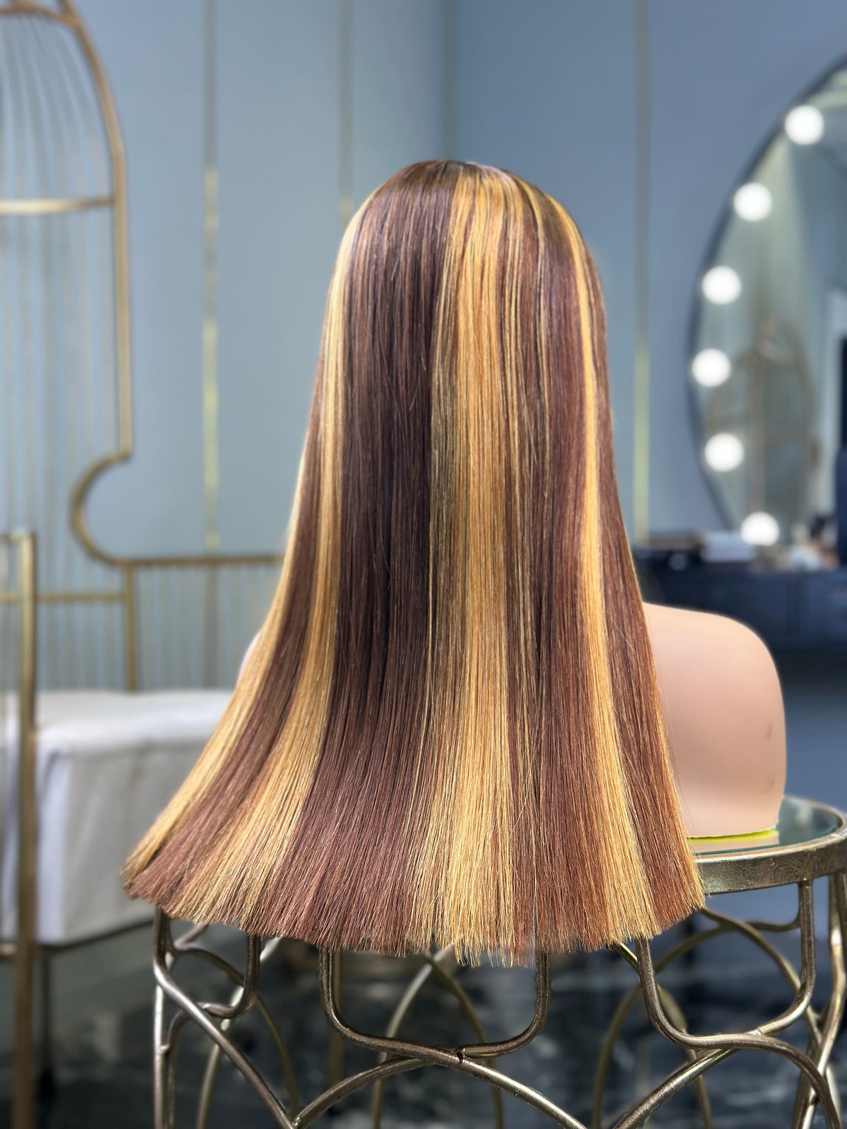 20 Inch Highlight Bone Straight Glueless Human Hair Wig Back View