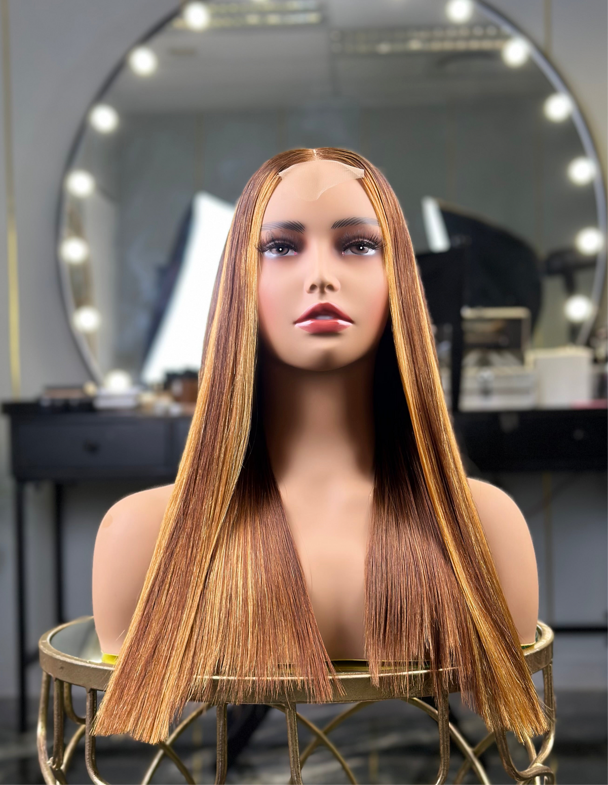 20 Inch Highlight Bone Straight Glueless Human Hair Wig Front View