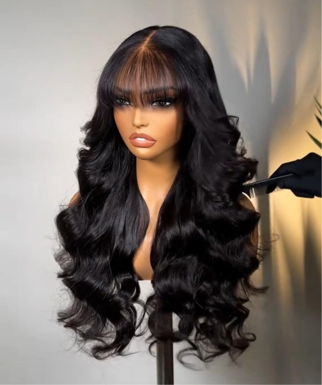 26 Inch Loose Wave Human Hair Wig with Bangs Front View 