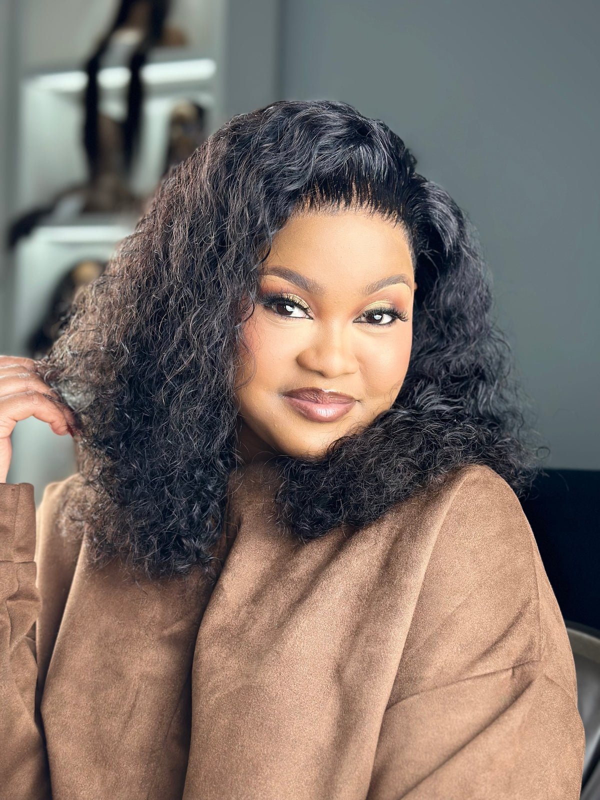 Natural Weave Full Frontal Curly 12 inch Wig Front View