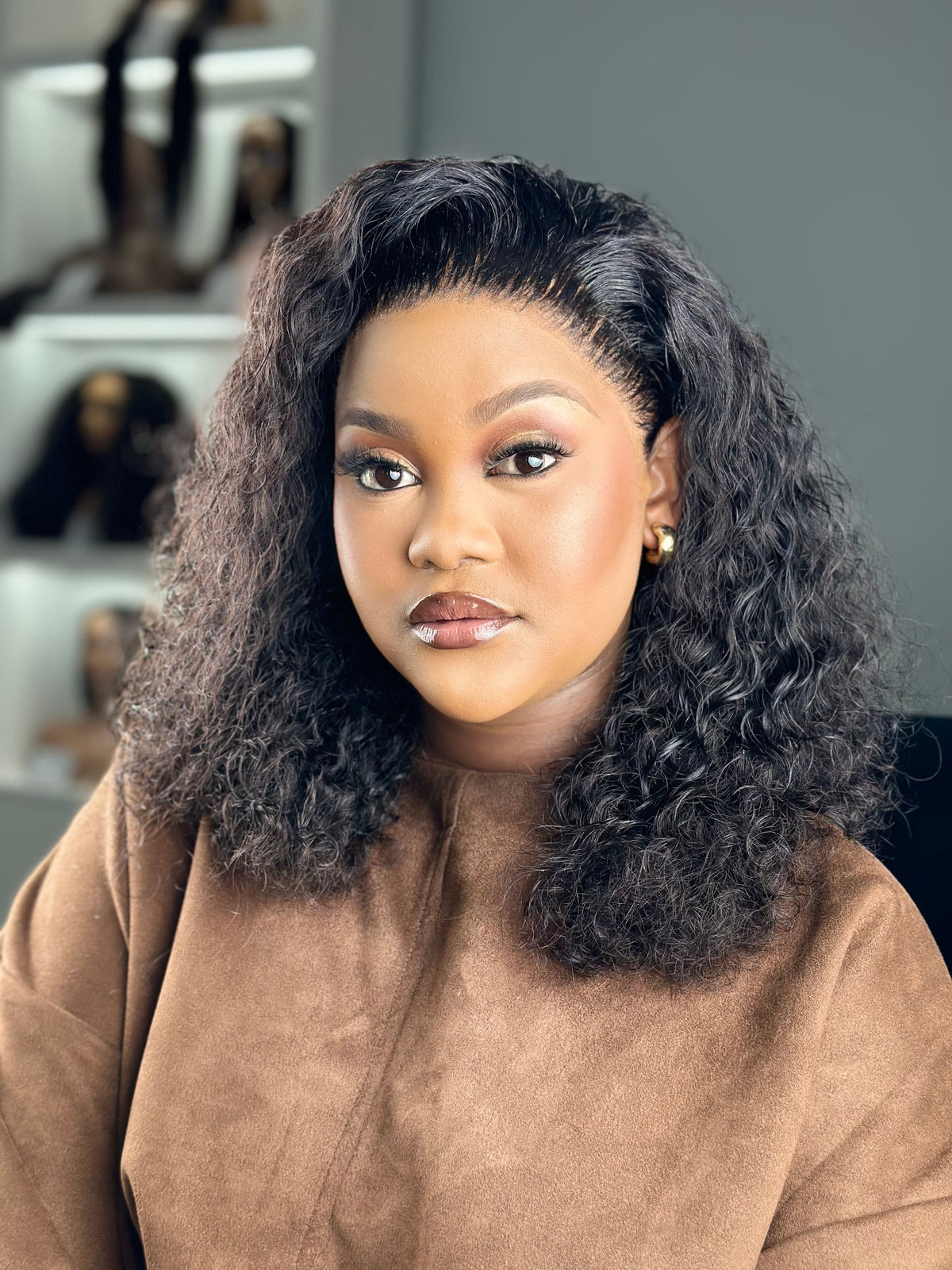 Natural Weave Full Frontal Curly 12 inch Wig Front View 