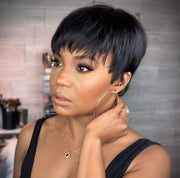Chic Pixie Cut Wig - Trendy and Natural Human Hair Wig  Side View 