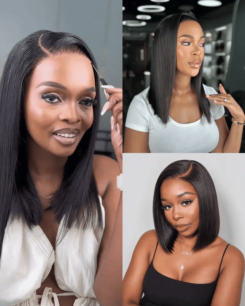 Pre-Bleached 7×5 Lace Glueless Bob Wig Human Hair Motion View 