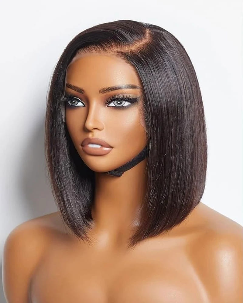 Pre-Bleached 7×5 Lace Glueless Bob Wig Human Hair Front View 