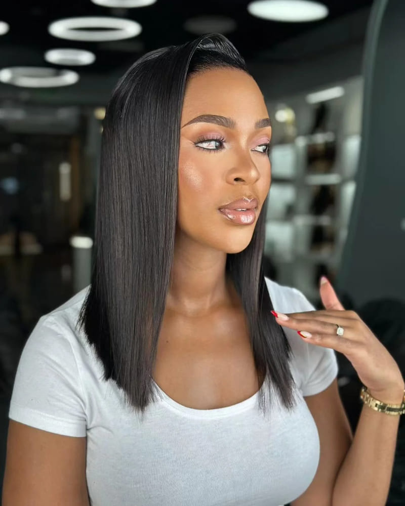 Pre-Bleached 7×5 Lace Glueless Bob Wig Human Hair Right View