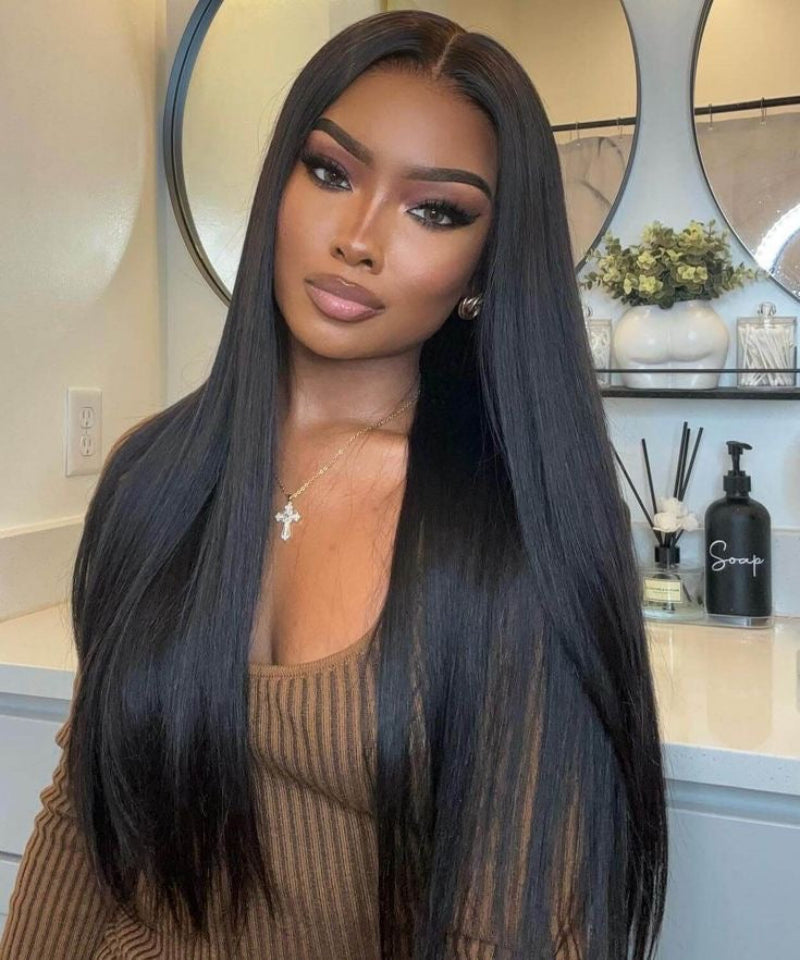 Pre-Bleached Straight Wear & Go Human Hair Wig Front View