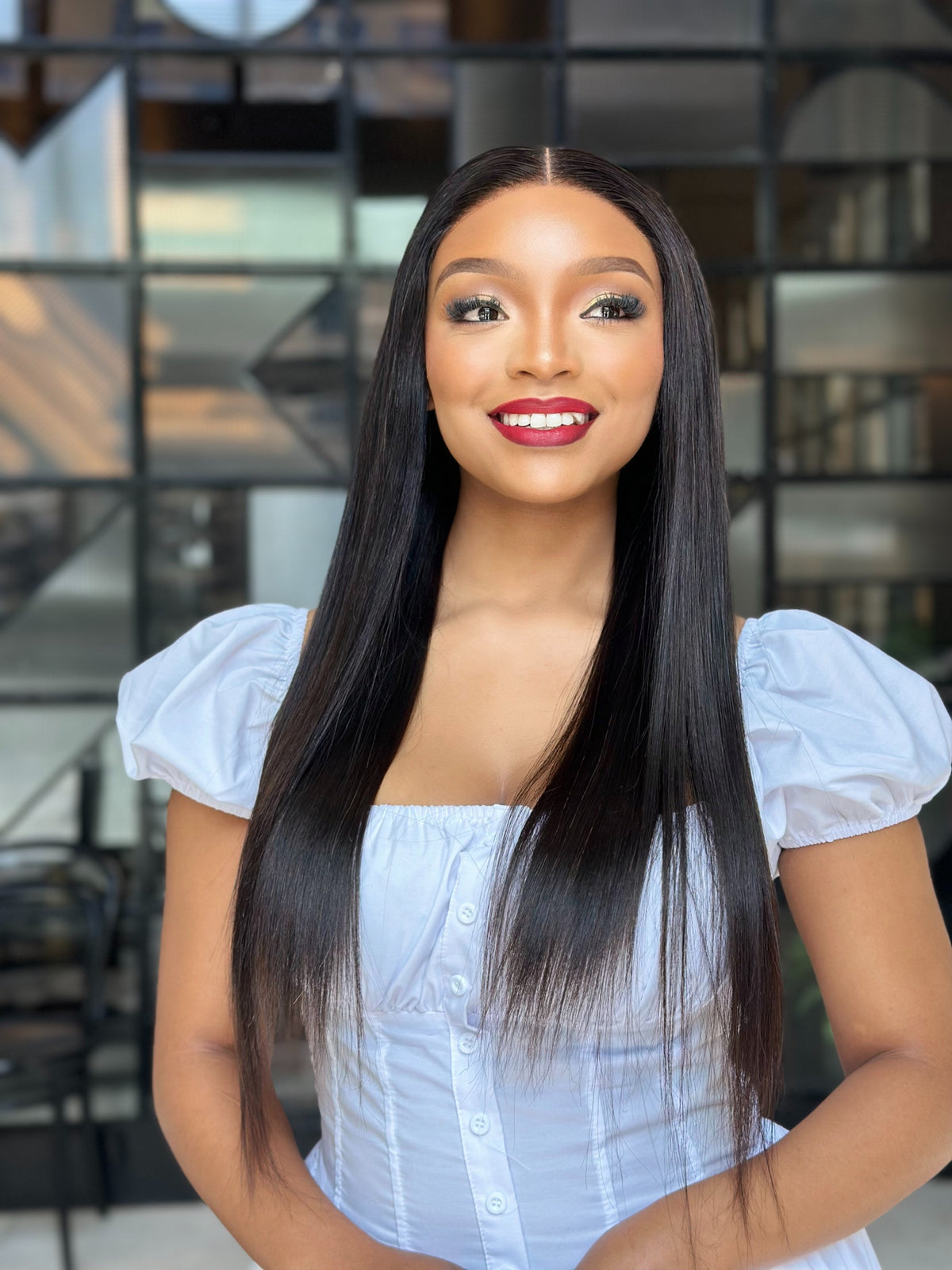 Pre-Bleached Straight Wear & Go Human Hair Wig Front View 