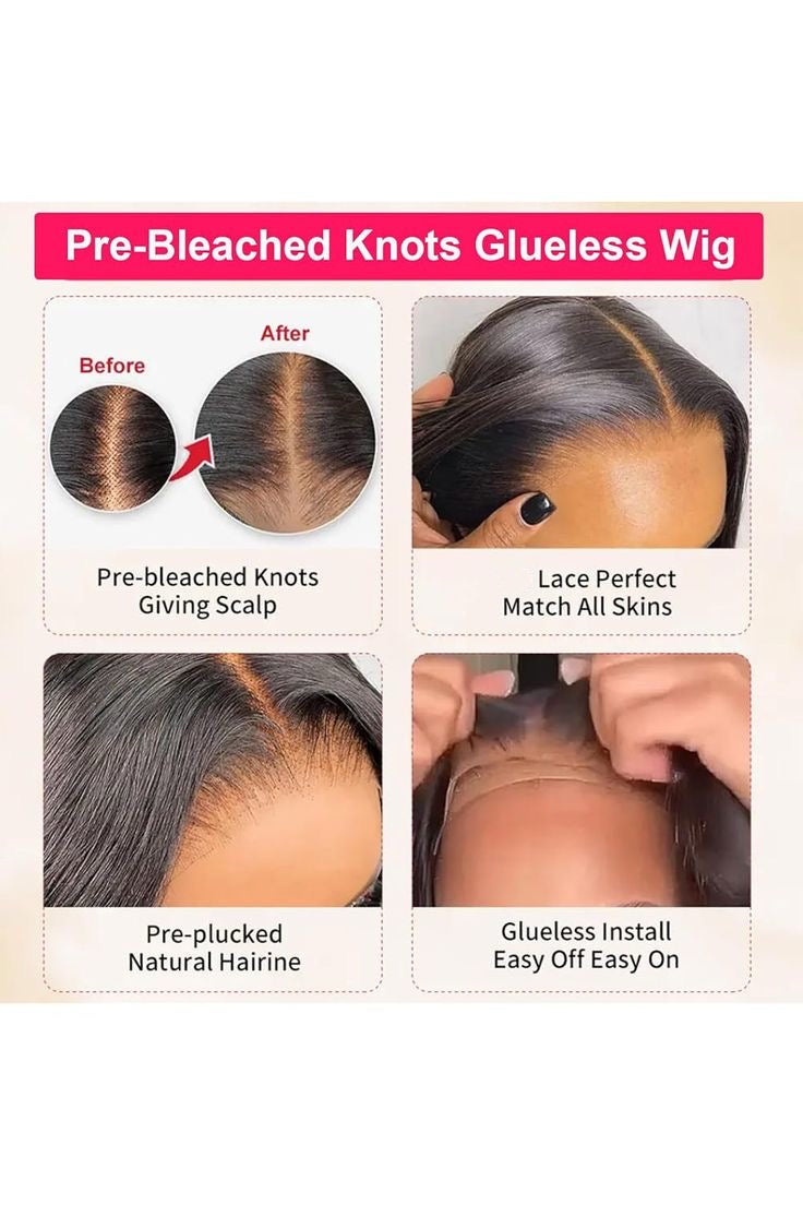 Pre-Bleached Straight Wear & Go Wig Detail View 