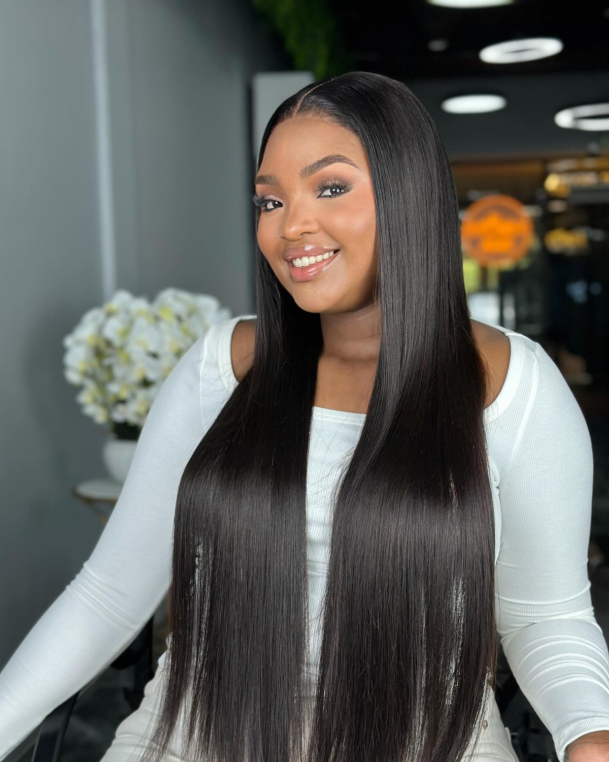 Pre-Bleached Straight Wear & Go Human Hair Wig Side View 