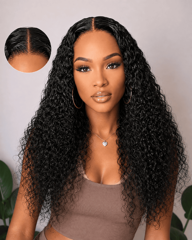 22 Inch Pre-Bleached HD 4x6 Water Curly Human Hair Wig Front View 