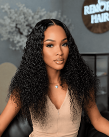 22 Inch Pre-Bleached HD 4x6 Water Curly Human Hair Wig Front View 