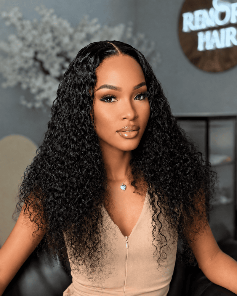 22 Inch Pre-Bleached HD 4x6 Water Curly Human Hair Wig Front View 