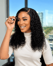 22 Inch Pre-Bleached HD 4x6 Water Curly Human Hair Wig Front View 