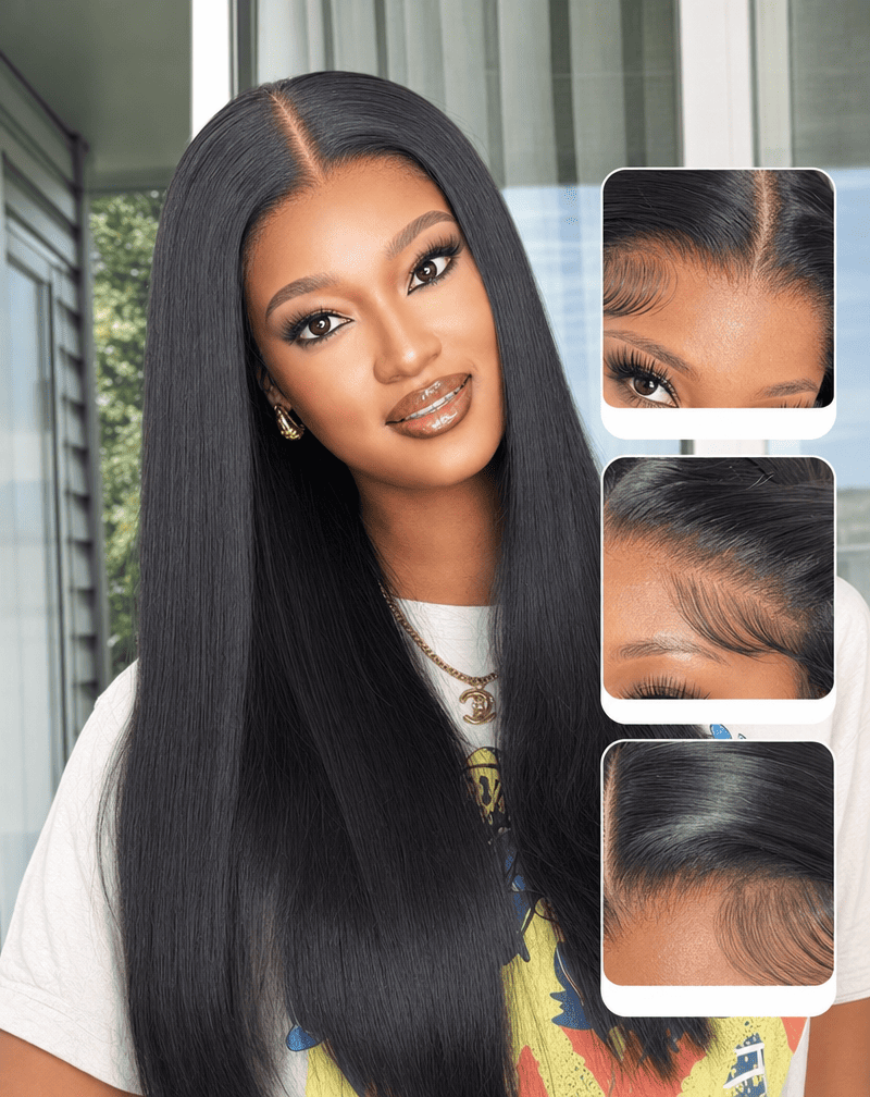 26 Inch Silky Straight 9x6 Glueless  Wig Front View 