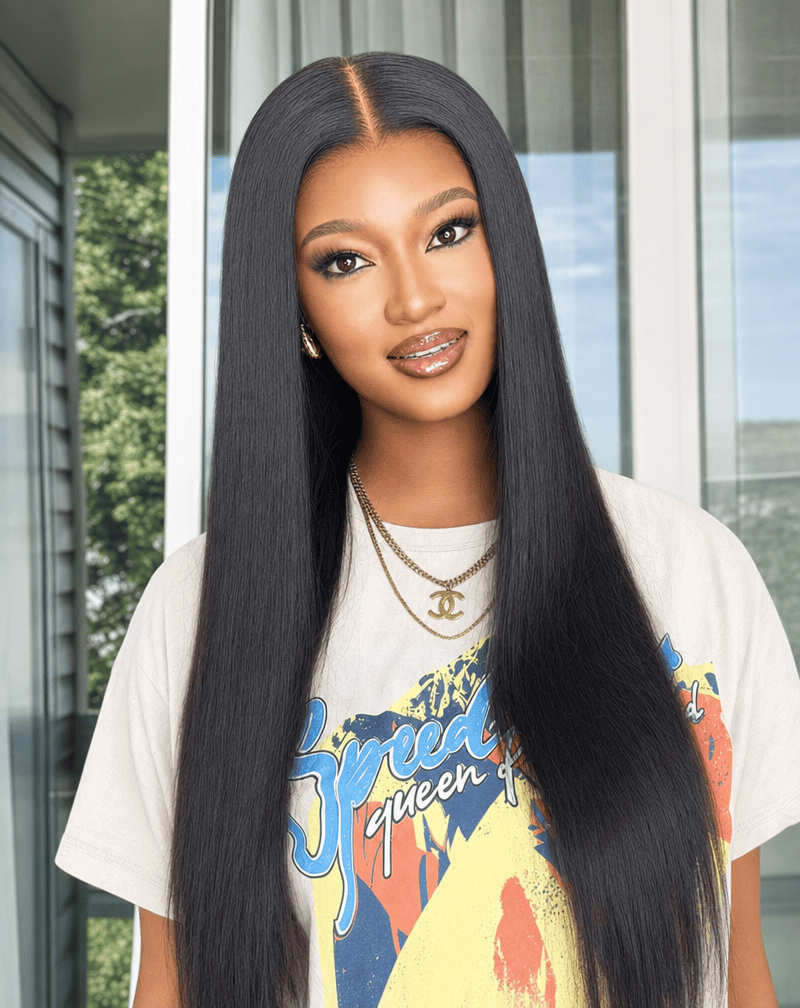 26 Inch Silky Straight 9x6 Glueless  Wig Front View 