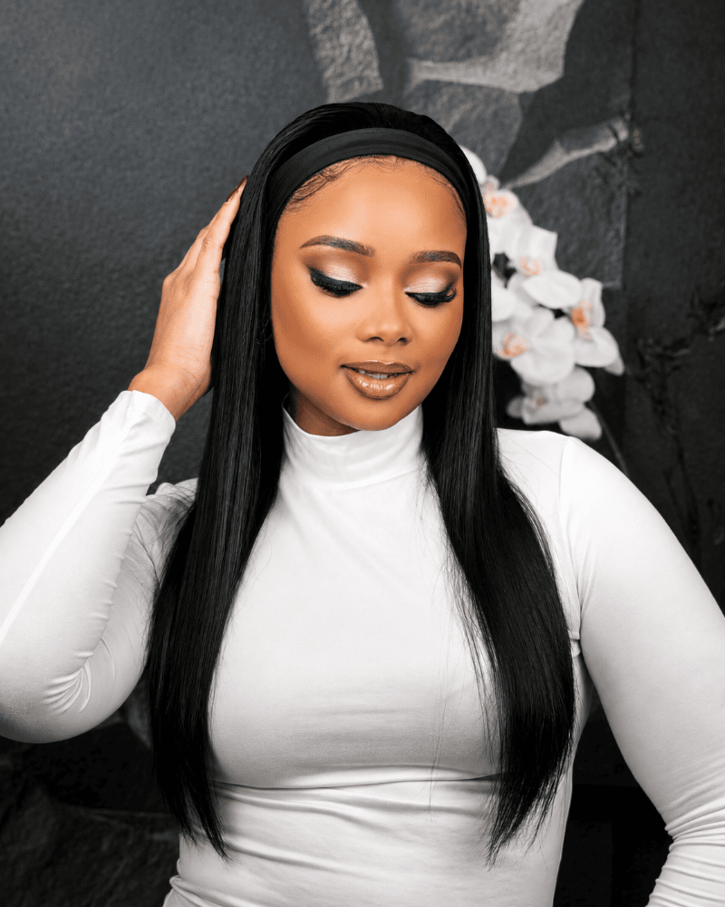 22 Inch Silky Straight Headband Wig Human Hair Front View 