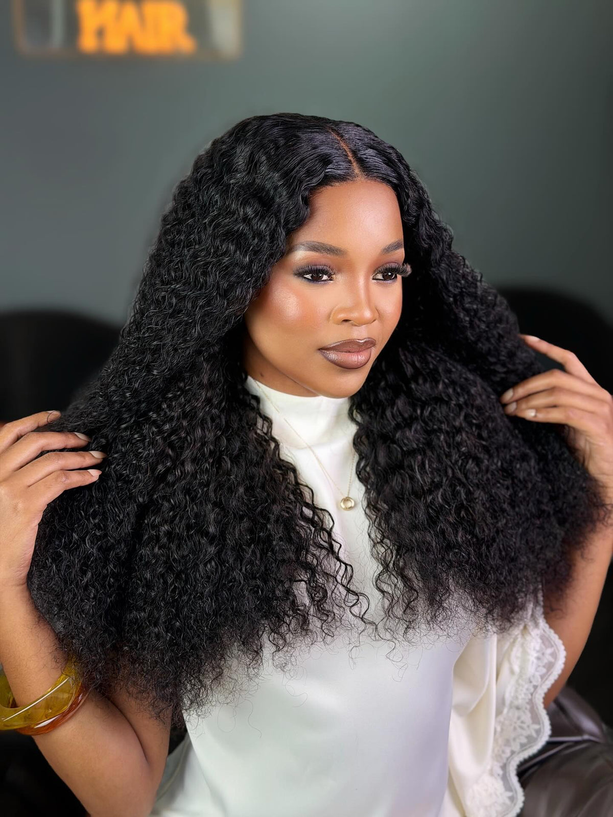 24 Inch Wear & Go Kinky Curly Human Hair Wig Side View