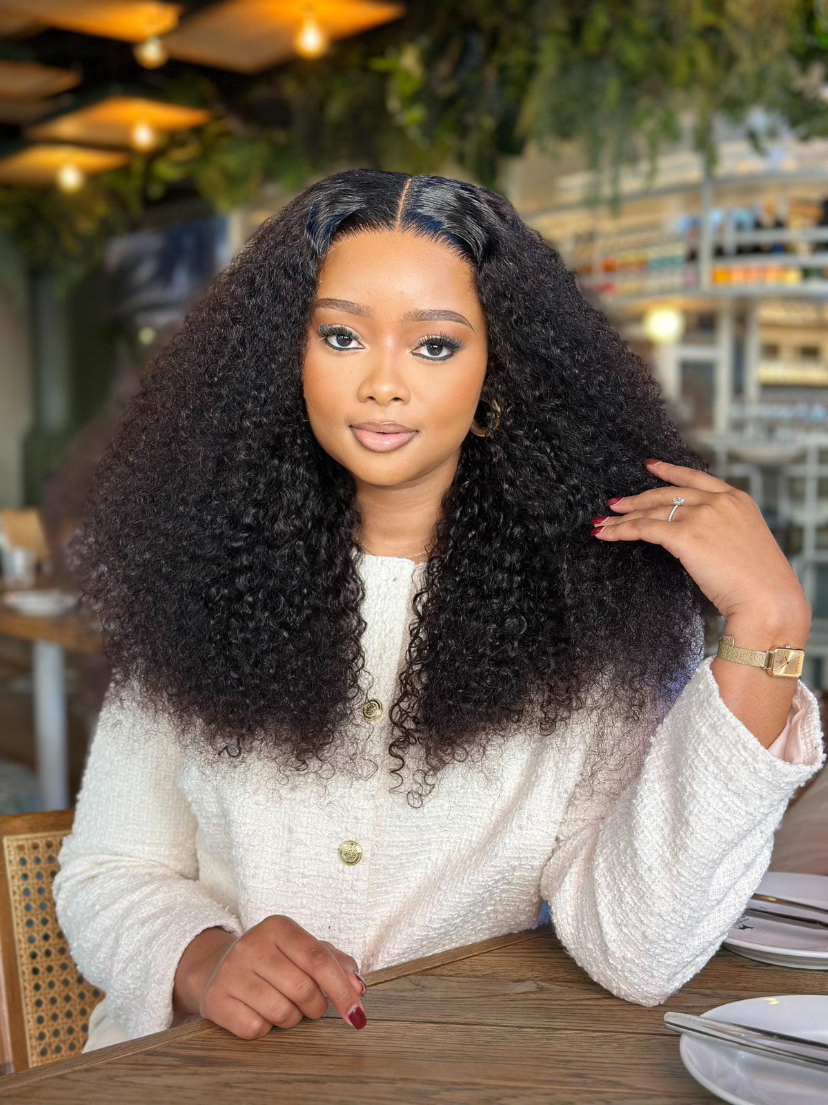 24 Inch Wear & Go Kinky Curly Human Hair Wig Front View
