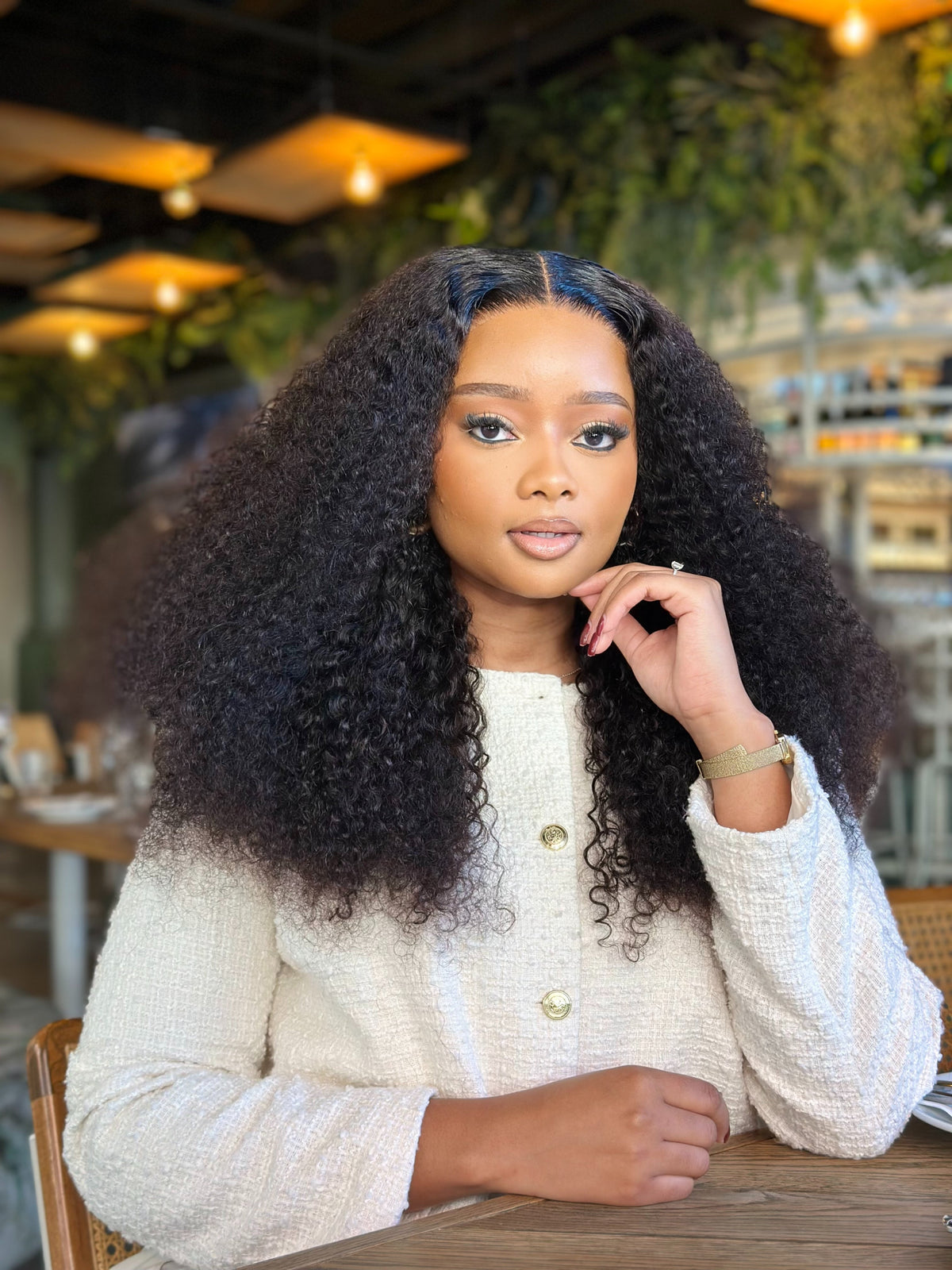 24 Inch Wear & Go Kinky Curly Human Hair Wig Front View
