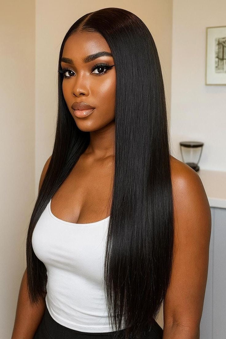 13x6 Pre-Bleached Straight Human Hair Lace Frontal Wig