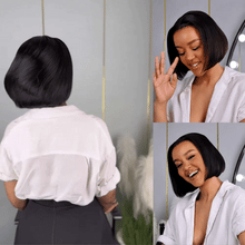 14 Inch Pre - Bleached Straight Frontal  Bob Wig Motion View 