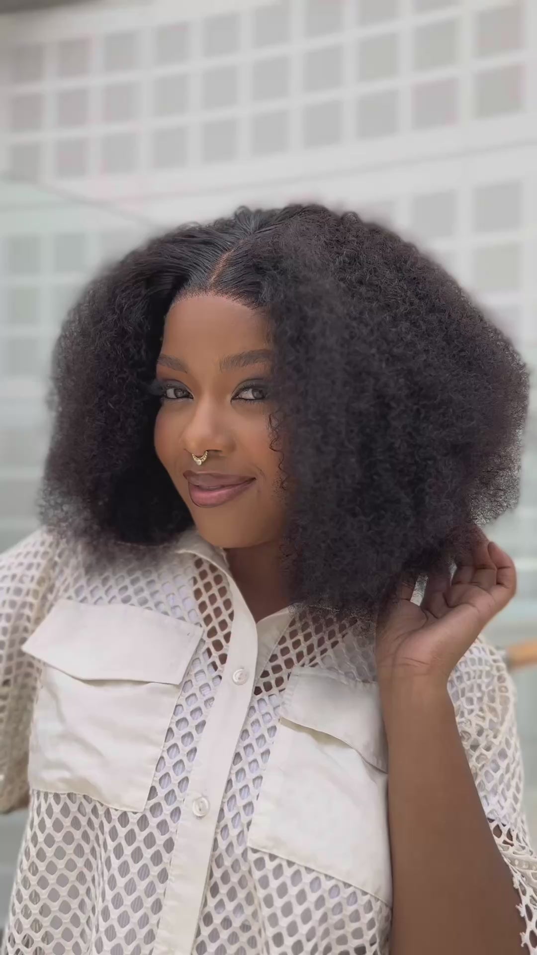 Load video: 14 Inch Afro Kinky Curly Human Hair Wig Video  View 